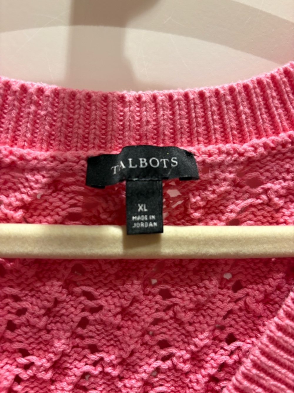 Talbots Pink Cable-Knit V-Neck Sweater - Picture 2 of 3